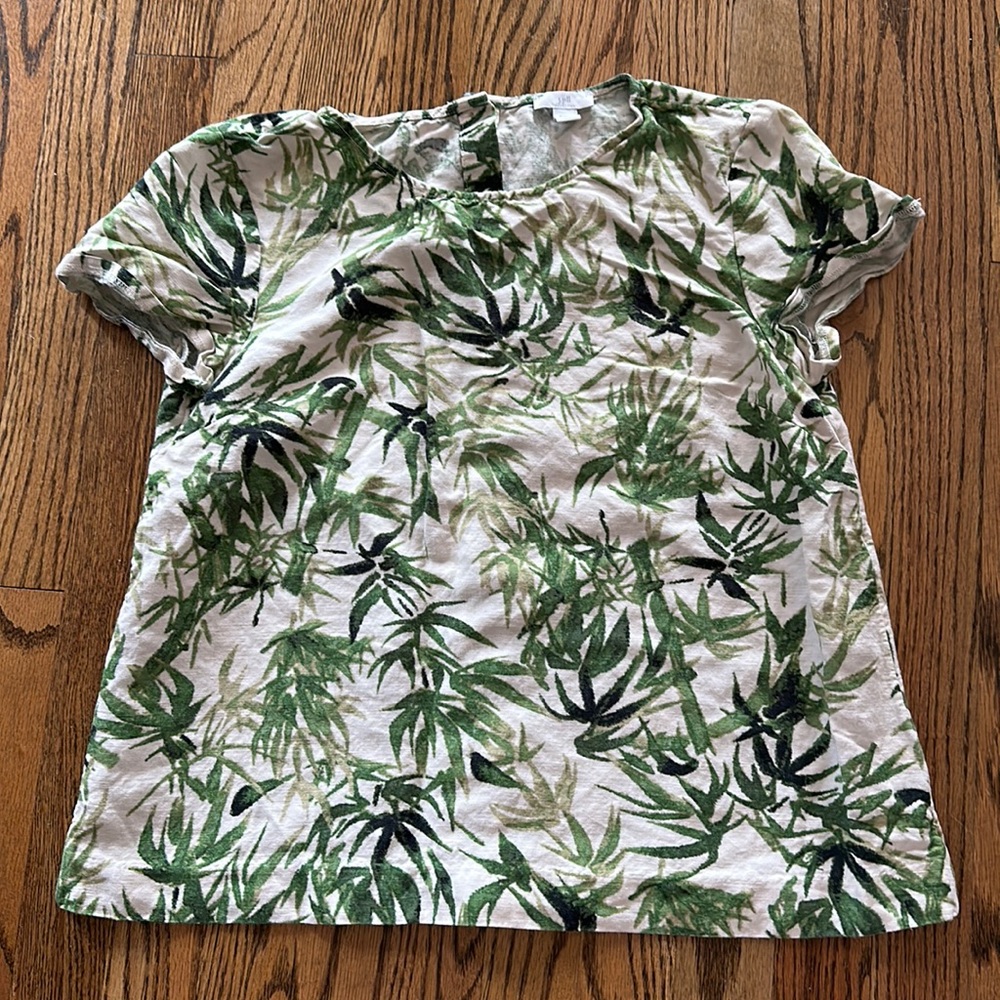 3/$12 J.Jill Bamboo Print Linen Top